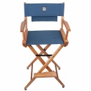 PORTABRACE Location Chair , Walnut Finish, Signature Blue Seat , 30-in