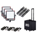 SWIT LED-kit 3x PL-E60, 3x tripods, 3x power adaptors and trolley case